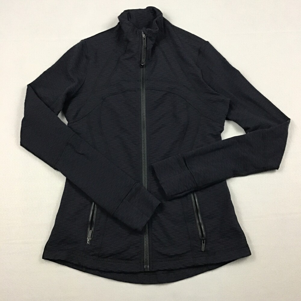 Lululemon Define Jacket Women 8 Black Blue Full Zip Performance Thumbholes